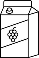 Grapes Juice Packet Icon In Black Linear Style. vector