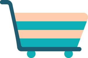 Peach And Turquoise Shopping Cart Icon In Flat Style. vector