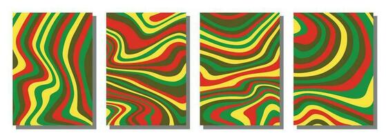 Abstract psychedelic groovy set background. vector