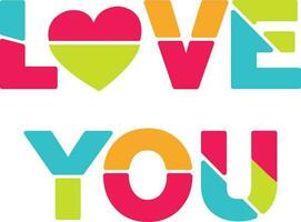 Colorful creative text ''love you''. vector