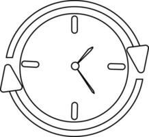 Symbol of clock with circular arrow in stroke for job search. vector