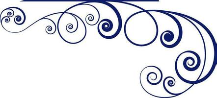 Blue line art floral design. vector