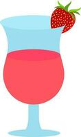 Strawberry Decorated Drink Glass Red And Blue Icon. vector