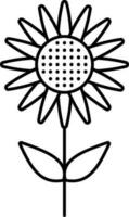 Sunflower Icon In Black Outline. vector