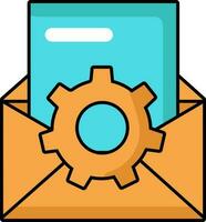 Mail Setting Flat Icon In Orange And Turquoise Color. vector