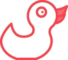 Duck Toy Icon In Red And White Color. vector