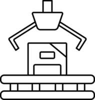 Automated Conveyor And Box icon In Thin line Art. vector