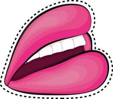 Woman open mouth with pink lips. vector