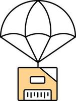 Parachute Parcel Icon In Yellow And White Color. vector