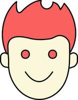 Cartoon Boy Face Icon In Yellow And Red Color. vector