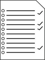 Illustration of blank checklist in black line art. vector