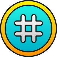 Gradient Yellow And Blue Hashtag Symbol Round Icon. vector