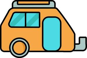 Flat Style Caravan Icon In Orange And Blue Color. vector