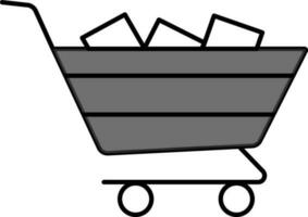 plano estilo compras carro icono en gris color. vector