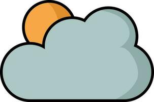 Sun With Cloud Flat Icon In Grey And Orange Color. vector