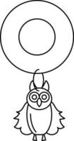 Isolated Letter O For Owl Icon In Black Line Art. vector