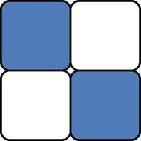 cuatro cajas icono en azul y blanco color. vector