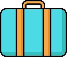 Orange And Blue Briefcase Icon In Flat Style. vector