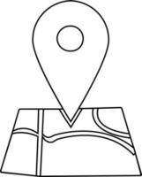 Map pointer in black line art. vector