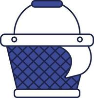 Shopping Basket Icon In Blue And White Color. vector