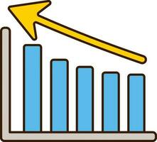 Illustration of Growth Bar Graph Icon In Flat Style. vector