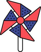 Pinwheel Icon In Blue And Red Color. vector