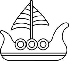 Viking Ship Icon Or Symbol In Line Art. vector