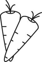 Radish or Carrot Icon In Black Outline. vector