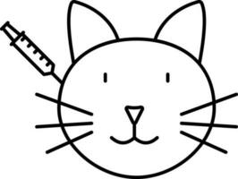 Cat Vaccine Icon In Black Outline. vector