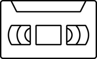 Cassette Icon In Black Outline. vector