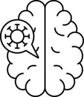 Flat Style Virus In Brain Icon In Line Art. vector