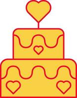 Heart Tag In Two Layer Cake Yellow And Red Icon. vector