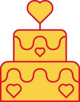 Heart Tag In Two Layer Cake Yellow And Red Icon. vector