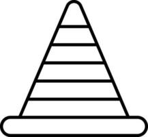 Traffic Cone Icon In Black Line Art. vector