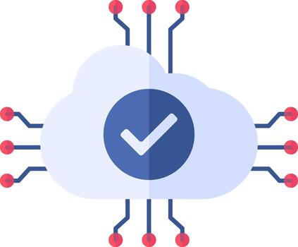 Cloud Computing Icon In Blue And Red Color. vector