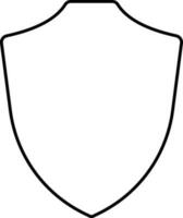 Shield Icon In Black Line Art. vector