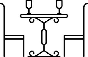 Vector illustration of Dinning table icon made with black stroke.