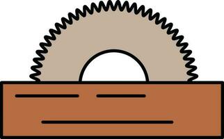 Saw Machine Icon In Brown Color. vector