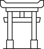 Torii Icon In Black Line Art. vector