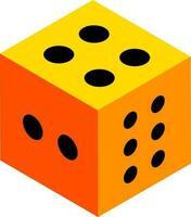 Isolated orange shiny dice isometic icon. vector