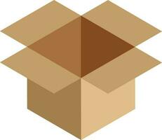 3D illustration of open delivery box in brown color. vector