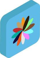 Graphic element flower in isometric style. vector