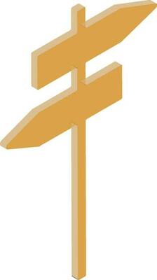 Directional signboard icon or symbol.