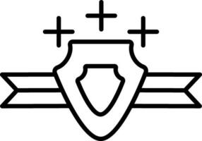 Shield ribbon badge icon in thin line. vector