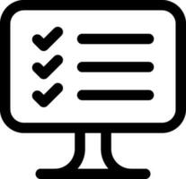 Checklist on the computer screen icon in line art. vector