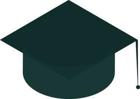 Isometric graduation cap element in black color. vector