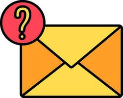 Email Question icon in red and yellow color. vector
