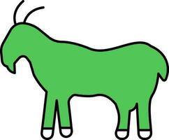 Goat Icon In Green And White Color. vector