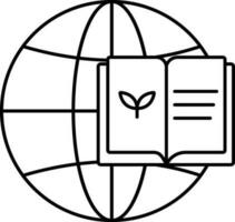 Ecology Book With Globe Icon in Line Art. vector