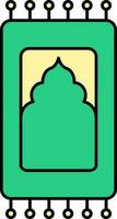 Rug Or Sajadah Icon In Green And Yellow Color. vector